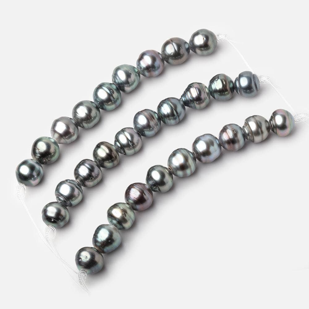 Beads of Cambay - Wholesale Beads - 10mm Tahitian 2mm Large Hole Saltwater Pearls 4 inch 9 Beads A1