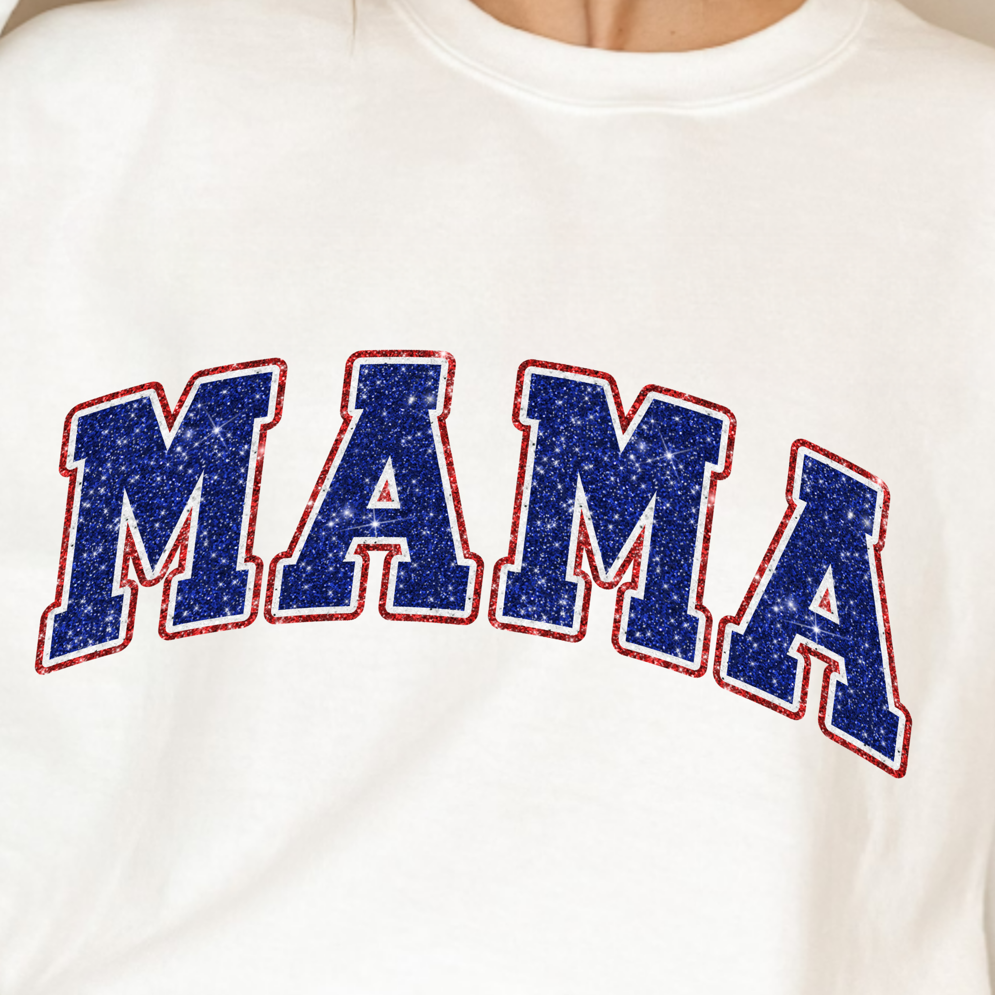 TEELUX - Vente Transfert pour sublimation - (chemise non incluse) Faux Glitter MAMA/MINI en bleu - Transfert de film transparent0