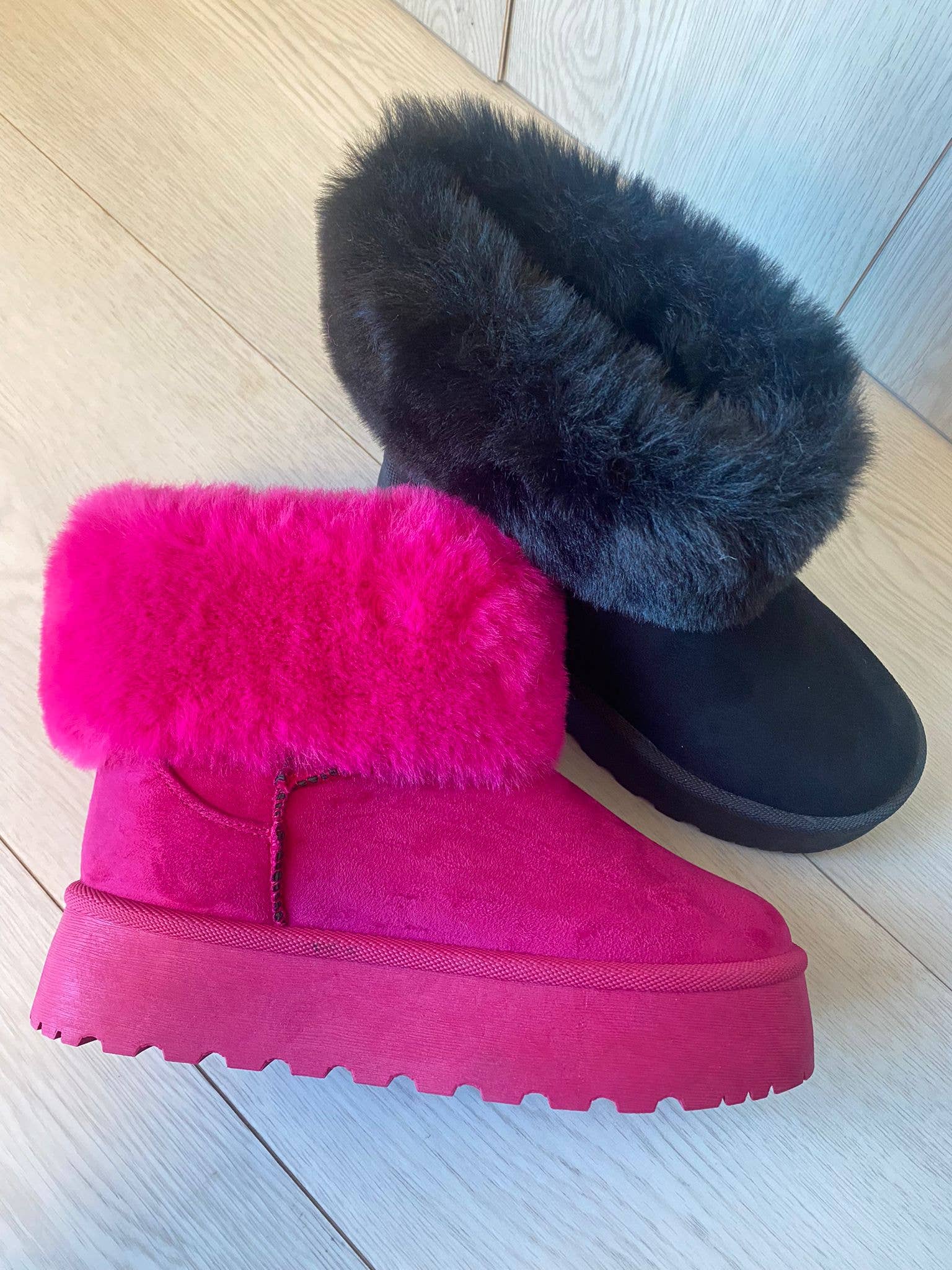 Sort MOON-07 vinterstøvler med platåsål og kunstpelsmanchet for engroshandel på Faire1