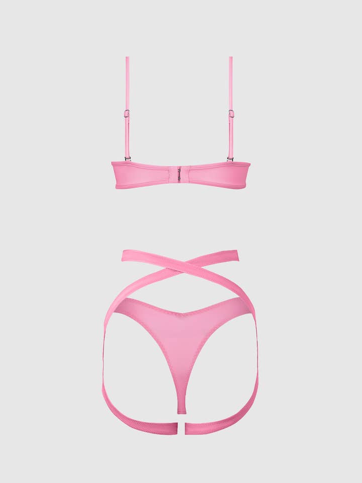 House of Desire - Wholesale Lingerie Set - Women's - ZOE OIL SLICK BANDEAU BRA, WRAP GARTER & TANGA SET17