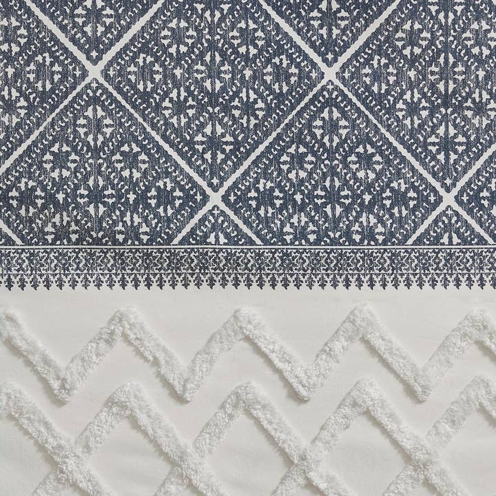 Olliix - Wholesale Curtain - Tufted Boho Window Curtain, Navy Blue