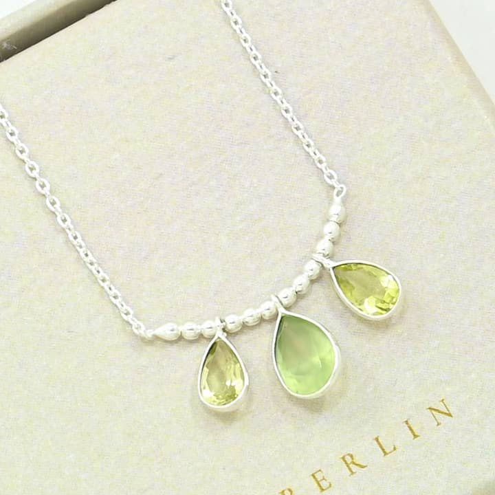 Schmuckoo Berlin - Vendita all'ingrosso Collana con ciondolo/pendaglio - Collana Pippa Argento - Prehnite e Quarzo Limone2