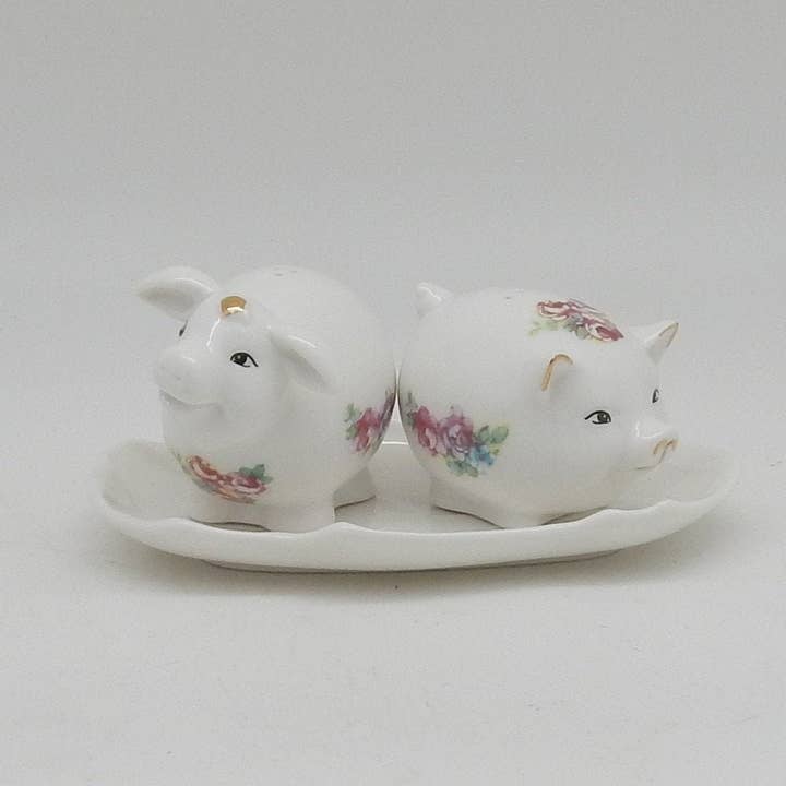 Salt And Pepper Shaker - Porcelain Piglets for wholesale by Green Pastures Wholesale