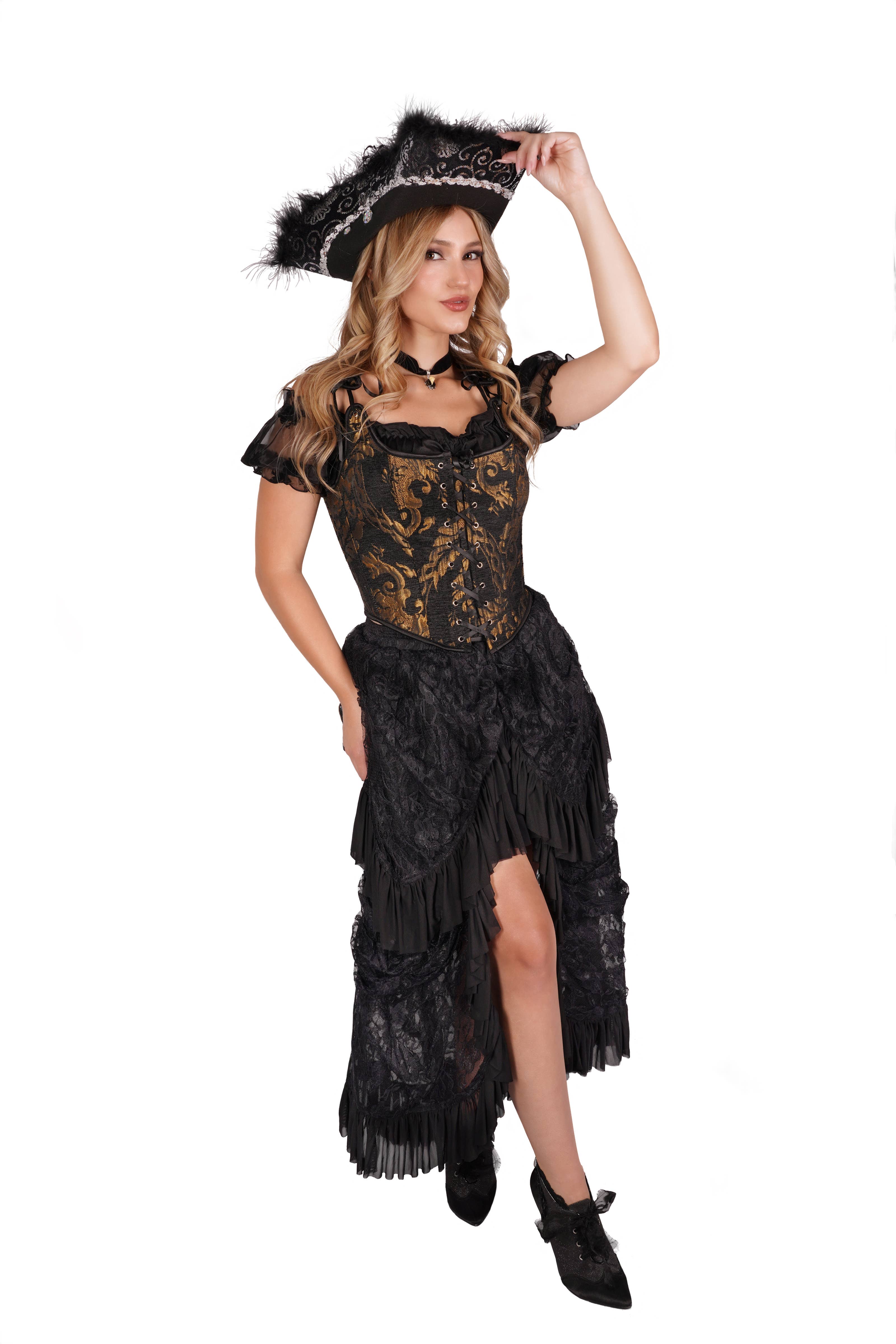 Western Fashion - Wholesale Corset - Women's - Choli Top Corset – Brocade Gold/Black