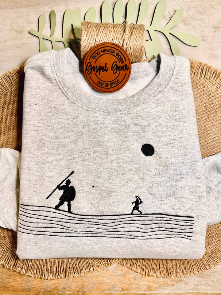 David And Goliath Embroidered Shirt for wholesale by Gospel Gear Co