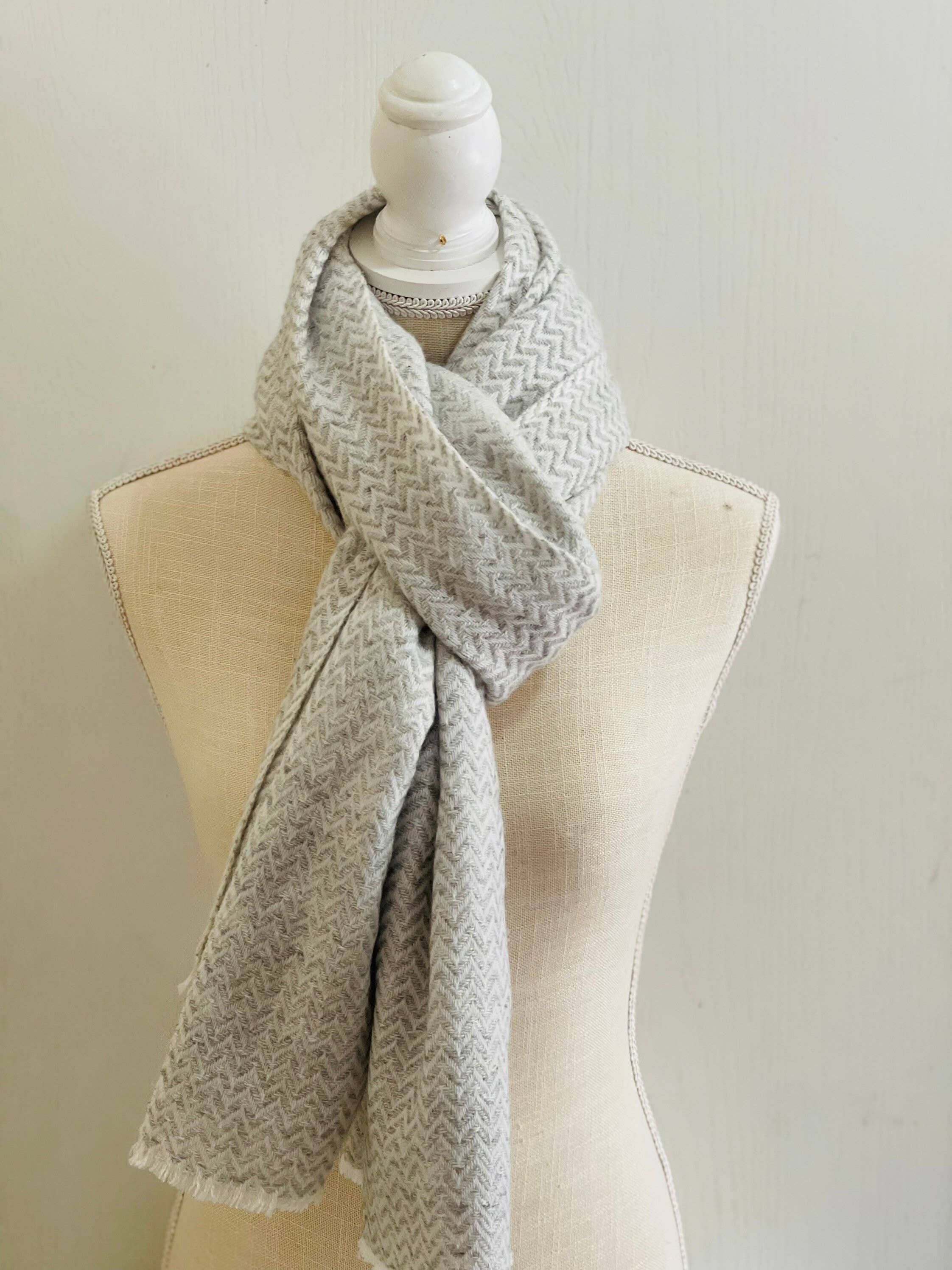 White x Gray Beautiful Handmade Pure Cashmere Scarf, Cashmere Wrap, Thick for wholesale on Faire4