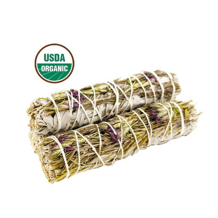 'Good Life' Floral White Sage Smudge Stick (6 in.) for wholesale by Designs by Deekay Inc.