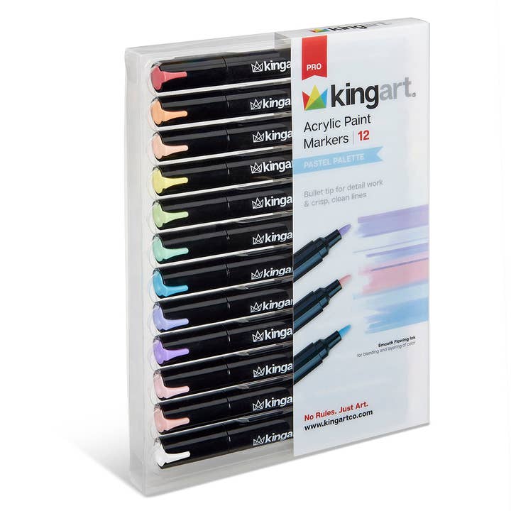 KINGART - Wholesale Marker - Acrylic Paint Markers - 12 Pastel Colors9