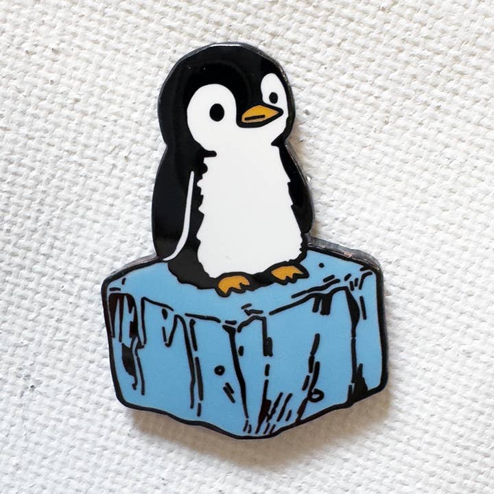 Ice Cube Penguin Pin for wholesale by Strike Gently
