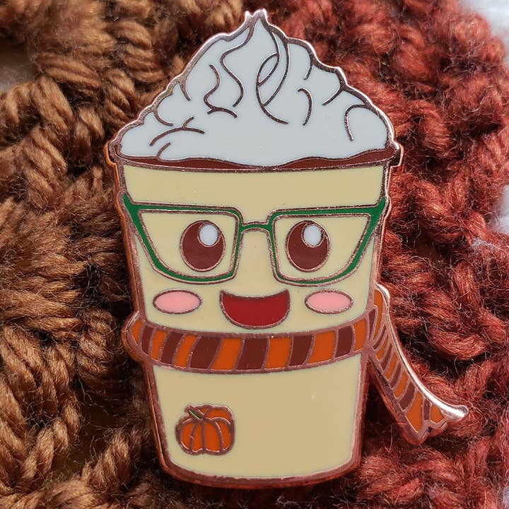 Pumpkin Spice Latte Enamel Pin for wholesale by Manifested Dreams