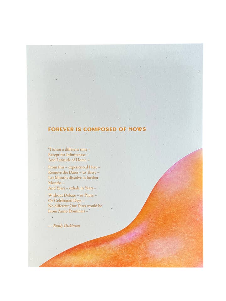 Para siempre.. Póster tipográfico Now Emily Dickinson para venta al por mayor de Igloo Letterpress