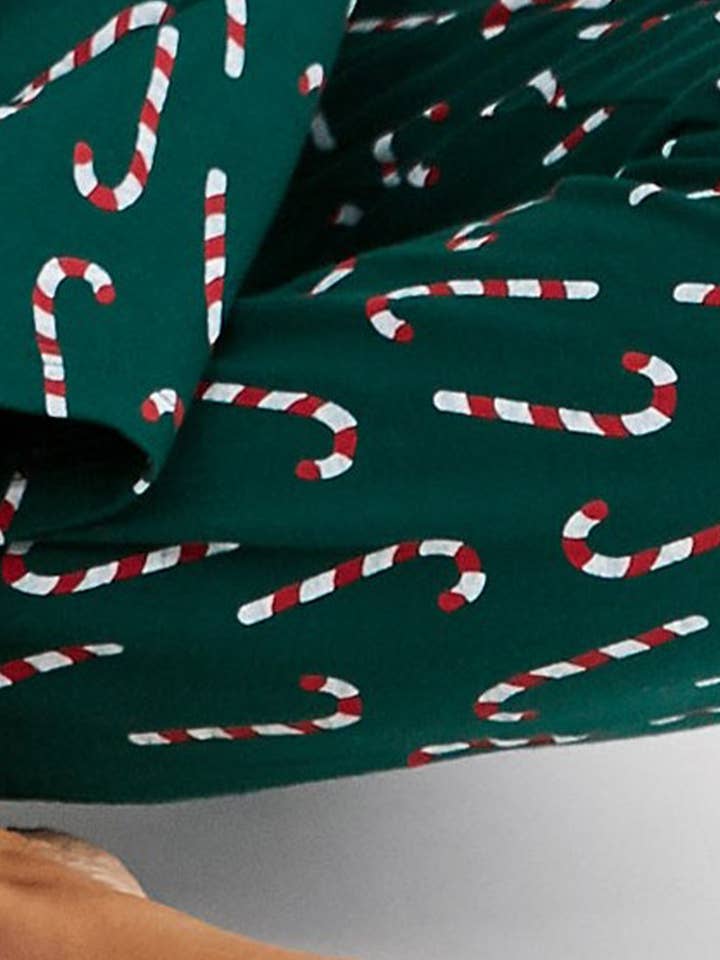 Green Christmas Candy Cane Printed Top and Pants Lounge Set for wholesale on Faire6