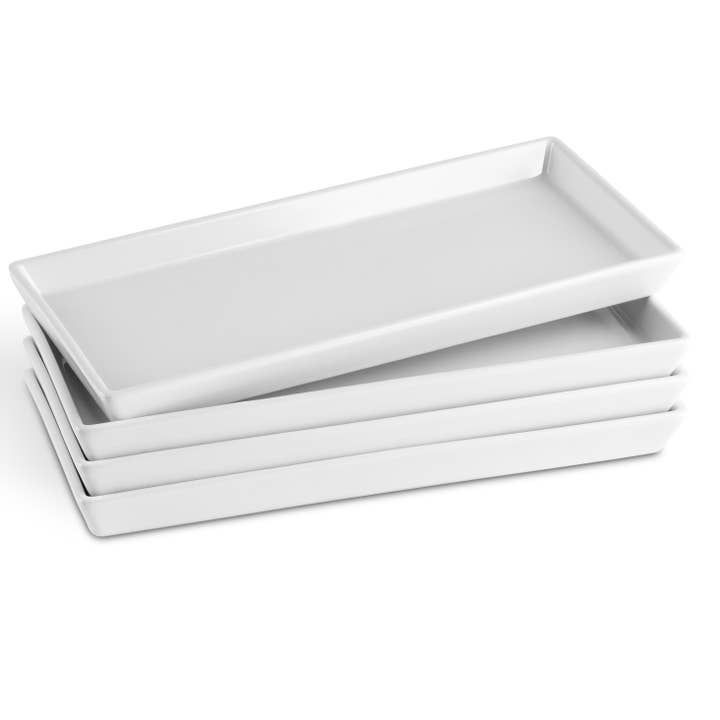 Kook - Wholesale Serving Tray - Kook Rectangular Serving Trays, 11”, White, Set of 4