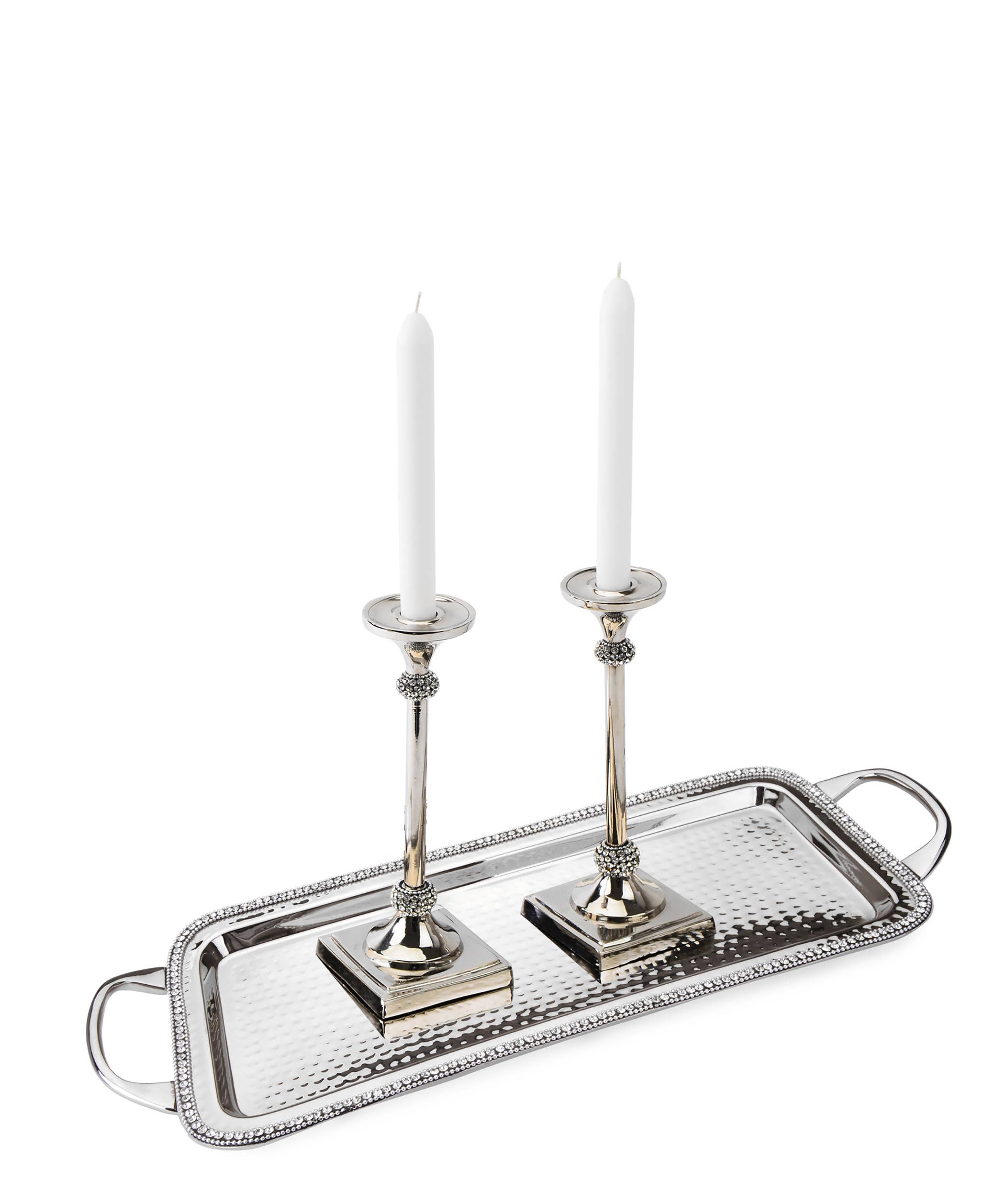 CLASSIC TOUCH DECOR INC. – wholesale Serveringsfat – Hamrad rostfritt stålbricka med diamanter- 20"L X7,5"V3