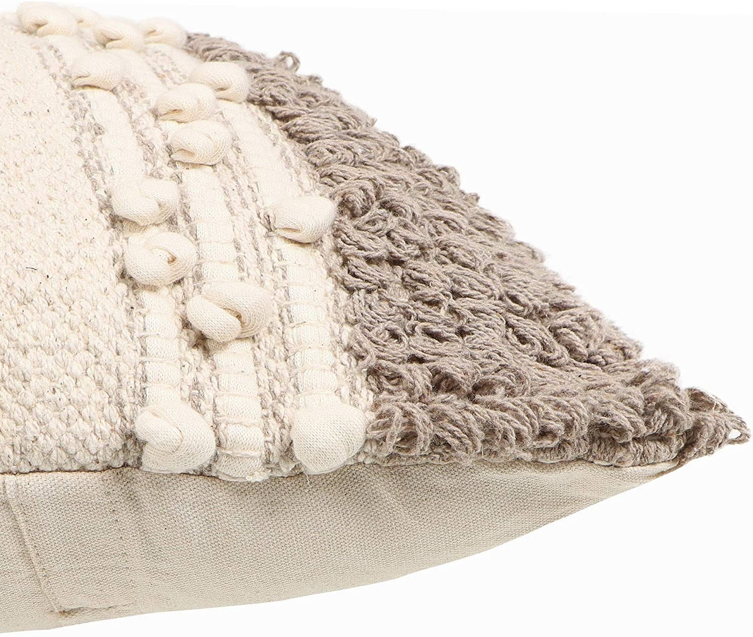 Cedar REDEARTH Textured Throw Pillow Cases-Woven Tufted Decorative Farmhouse Cushion Covers Set for Couch, Sofa, Bed, Chair, Dining, Patio, Outdoor; 100% Cotton (18x18; Natural) Pack of 2 for wholesale on Faire6