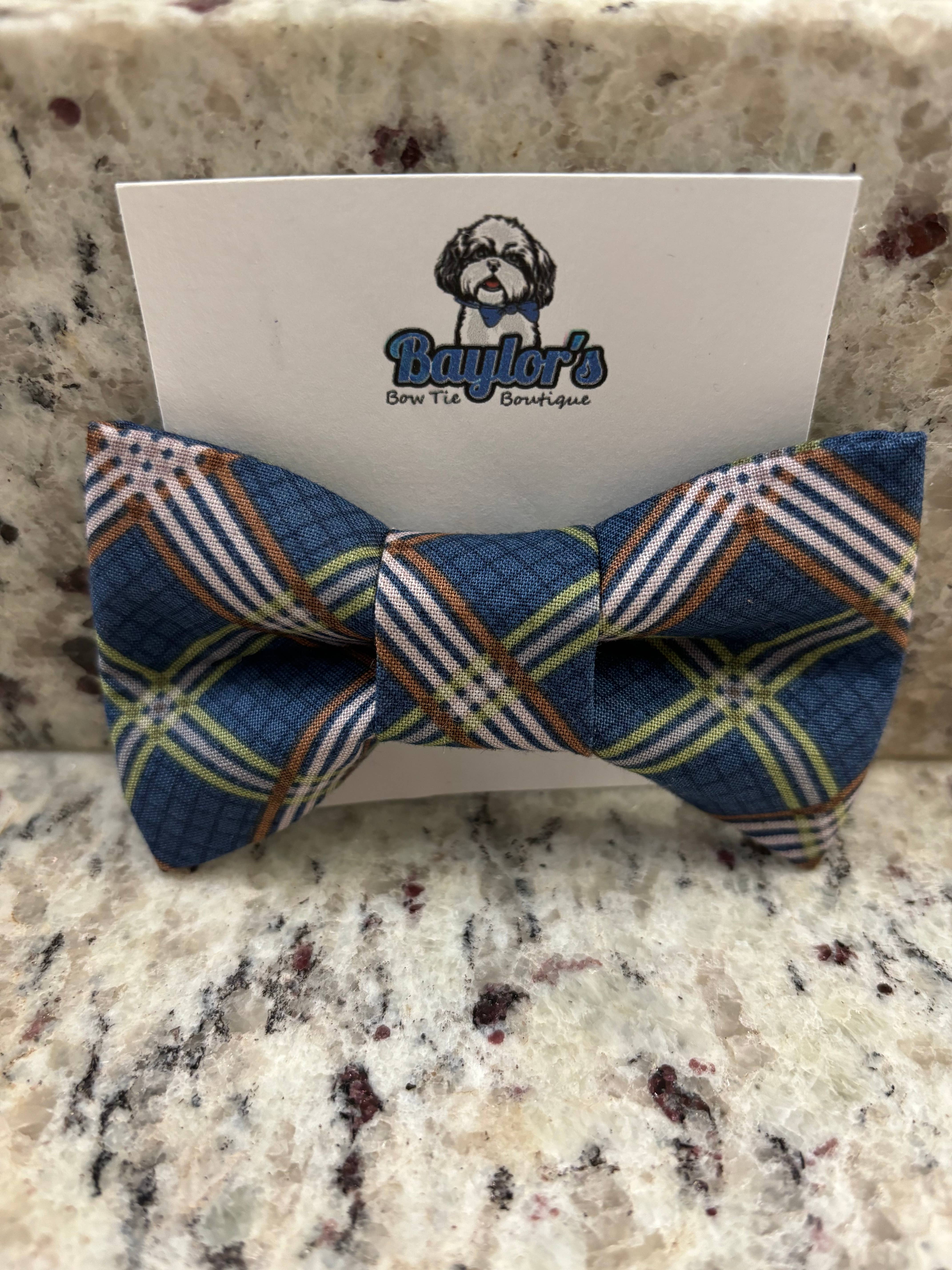 Baylor's Bow Ties – wholesale Pet bow tie – Dog – Blue & brown plaid  Dog bow tie0