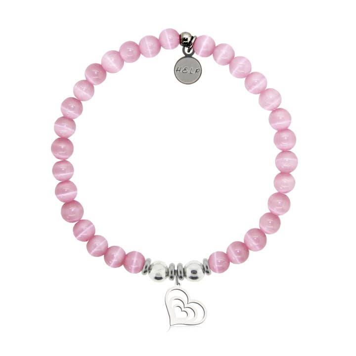 Hartbedeltje voor het hele gezin met roze Cats Eye Charity Armband voor wholesale door H.E.L.P