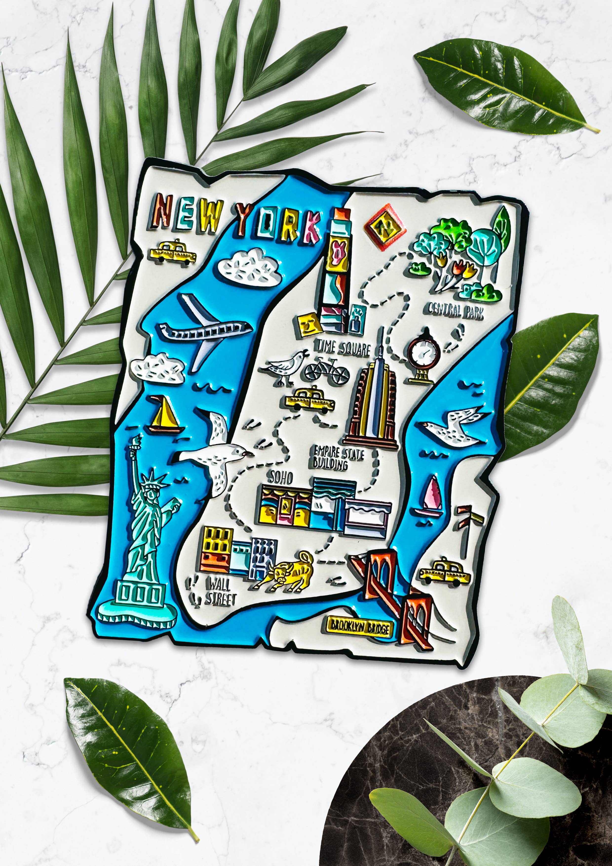 BigZoo Store - Vendita all'ingrosso Spilla da bavero - Spilla in smalto con mappa di New York City1