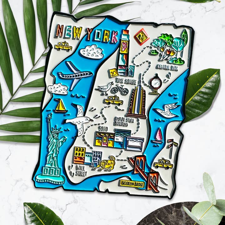 BigZoo Store - Vendita all'ingrosso Spilla da bavero - Spilla in smalto con mappa di New York City1