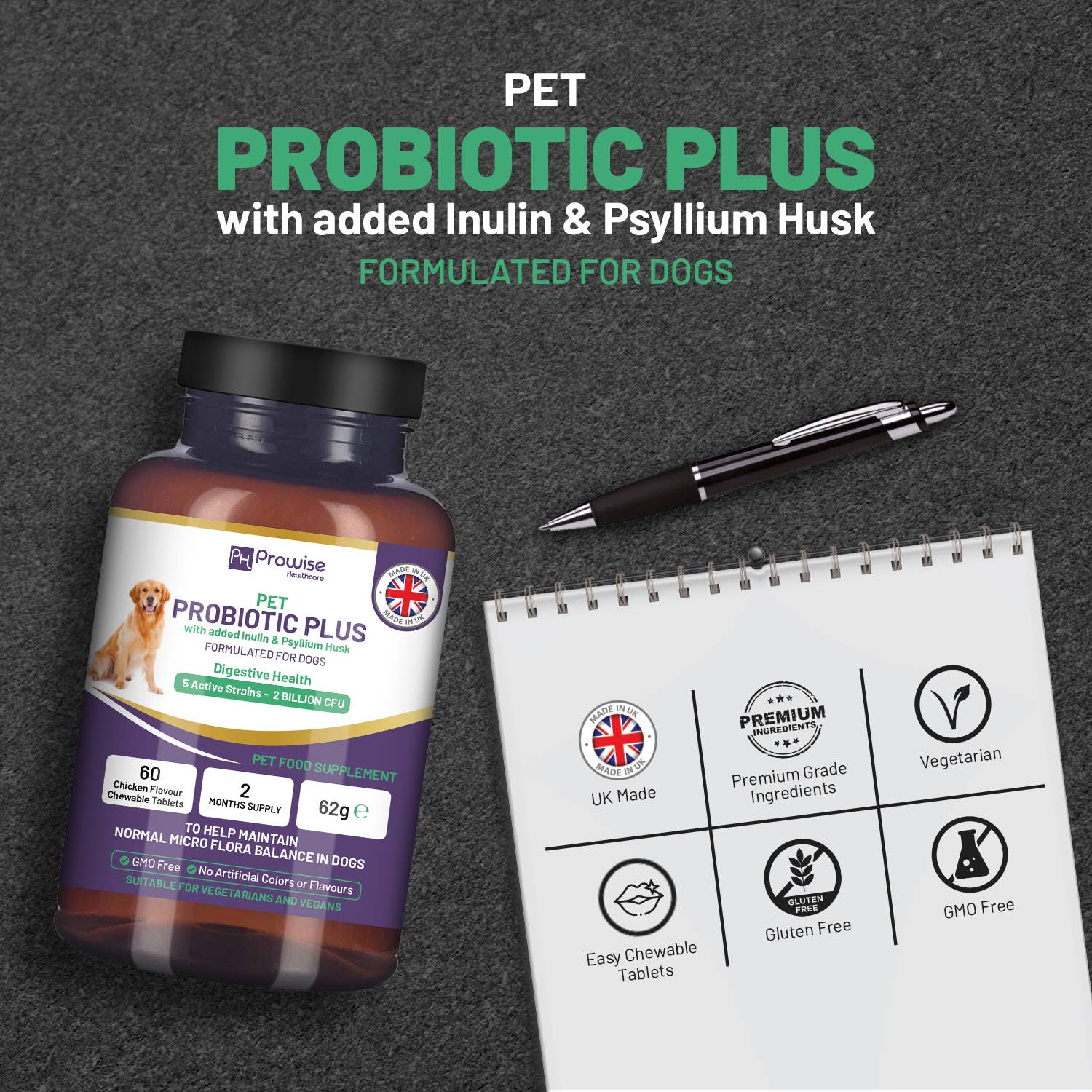 Prowise Healthcare - Wholesale Pet Supplement - Cat/Dog - Pet Probiotic Plus with Added Inulin & Psyllium Husk 2 Billi5