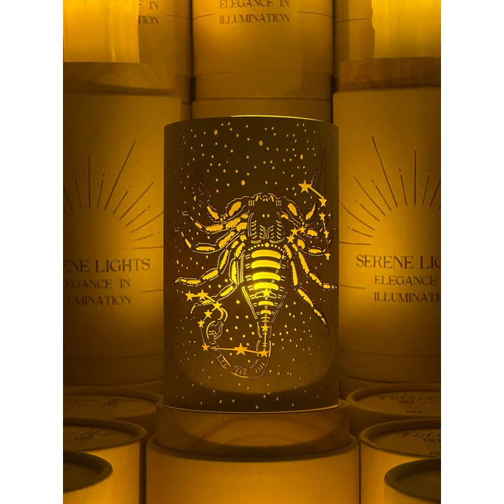 Serene Lights - Wholesale Decorative Tabletop Object - Scorpio Constellation Rechargeable Candle, Interchangeable Design
3