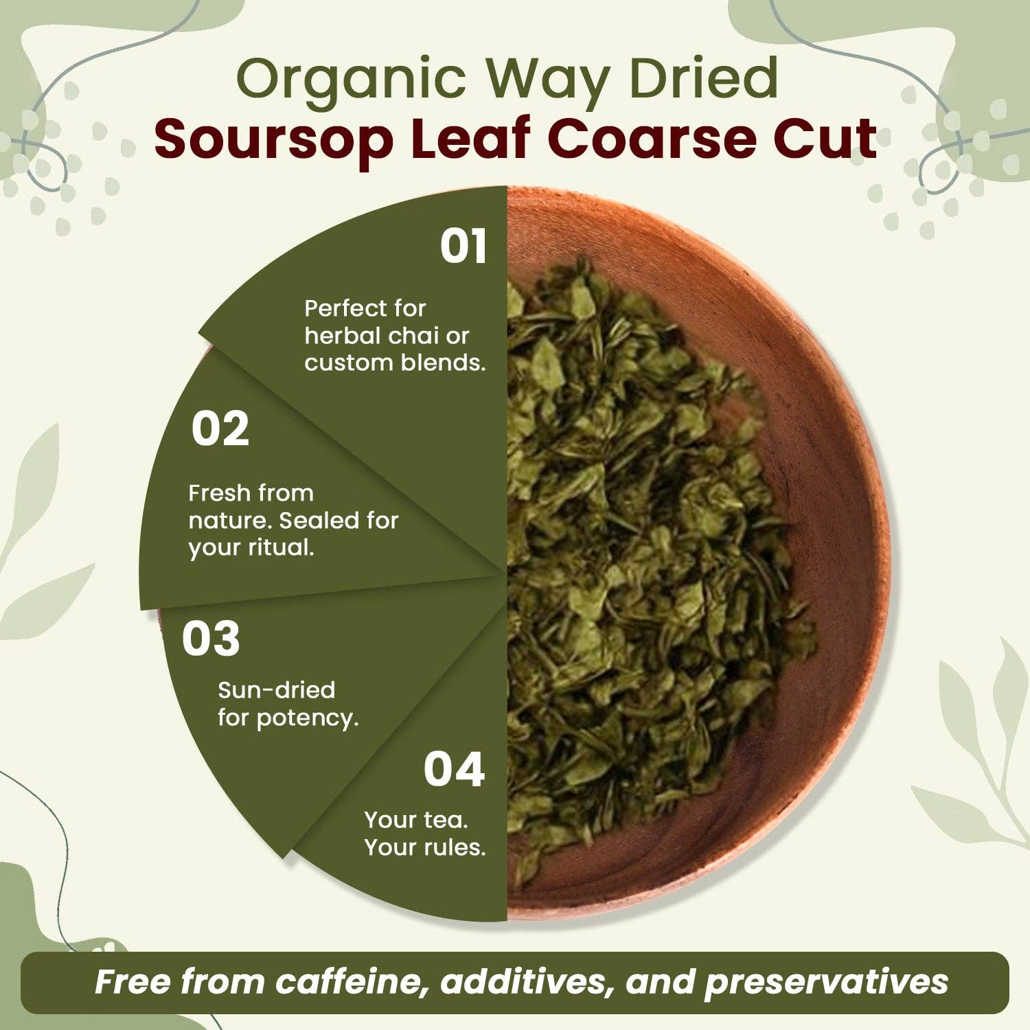 Organic Way LLC – wholesale Herbs – Dried Soursop Leaf Coarse Cut (Annona Muricata) - Herbal Tea | Vegan, Non GMO & Gluten Free | Kosher Certified | Resealable Bag | 100% Raw from Sri Lanka3