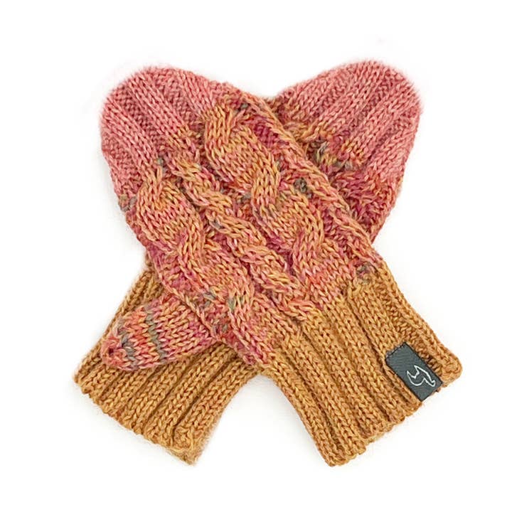 Kid's Alpaca Gloves - Braided - Sunny Swirl for wholesale by Shupaca Alpaca
