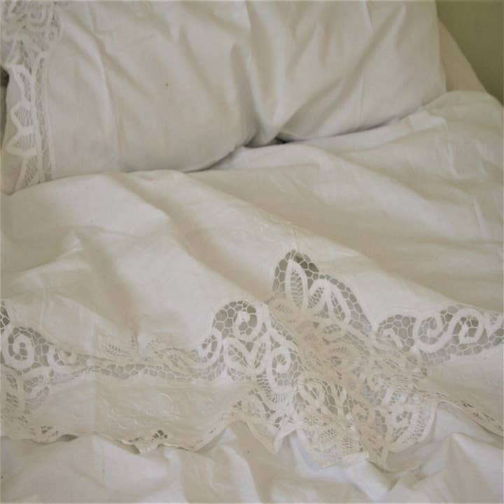 Eastern Sunrise Lace And Linens Inc. - Wholesale Sheet Set - Luxurious Battenburg Lace Sheet Set Victorian Bedding(Queen)