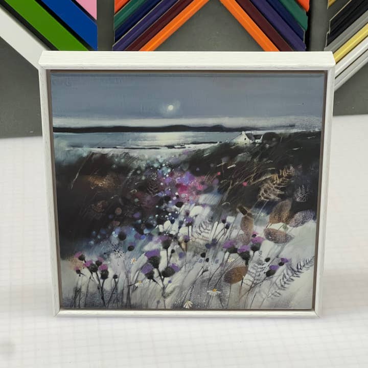 Emma S Davis Artist – wholesale Art print – 'Thistles, Kintyre'- Framed Ceramic Tile Art Print