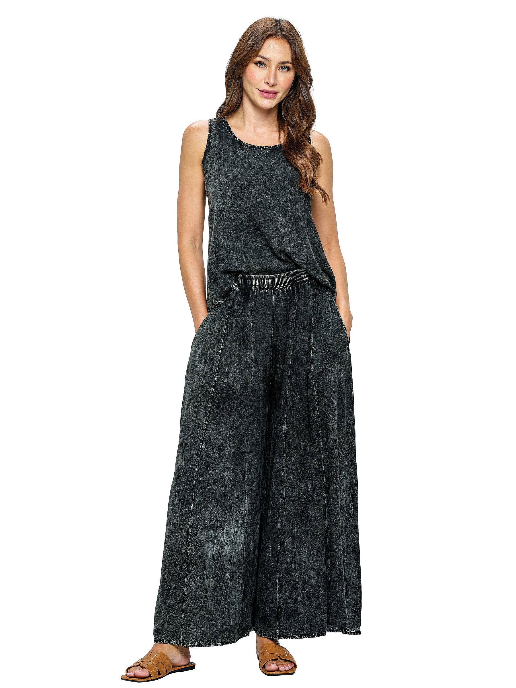 Yak & Yeti - Wholesale Broek - Dames - Broek Palazzo Vintage Wash3