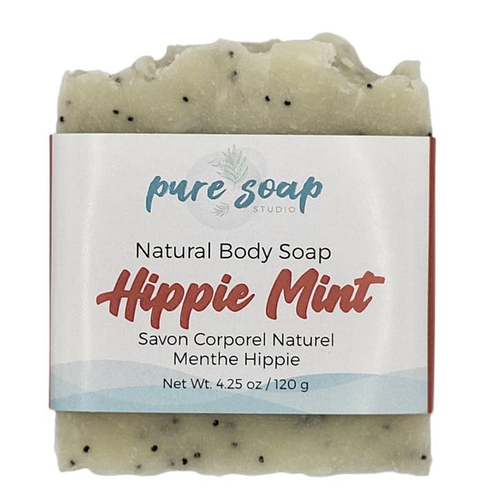Hippie Mint Soap Moisturizing- Natural Soap - With Poppyseed for wholesale by Pure Soap Studio