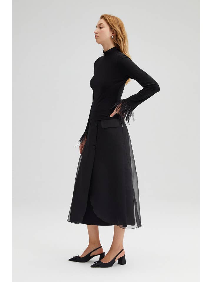 Siyah FEATHER DETAILED BODY for wholesale on Faire3