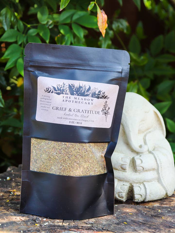 Grief & Gratitude Herbal Tea for wholesale by The Meadow Apothecary