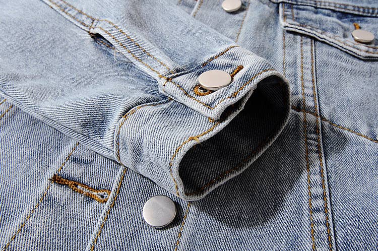 Blå JK123Y Denimjacka med avtagbart foder och krage i päls för wholesale på Faire14