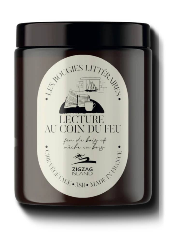 Apothecary jar candle reading by the fireside for wholesale by Zigzag Island