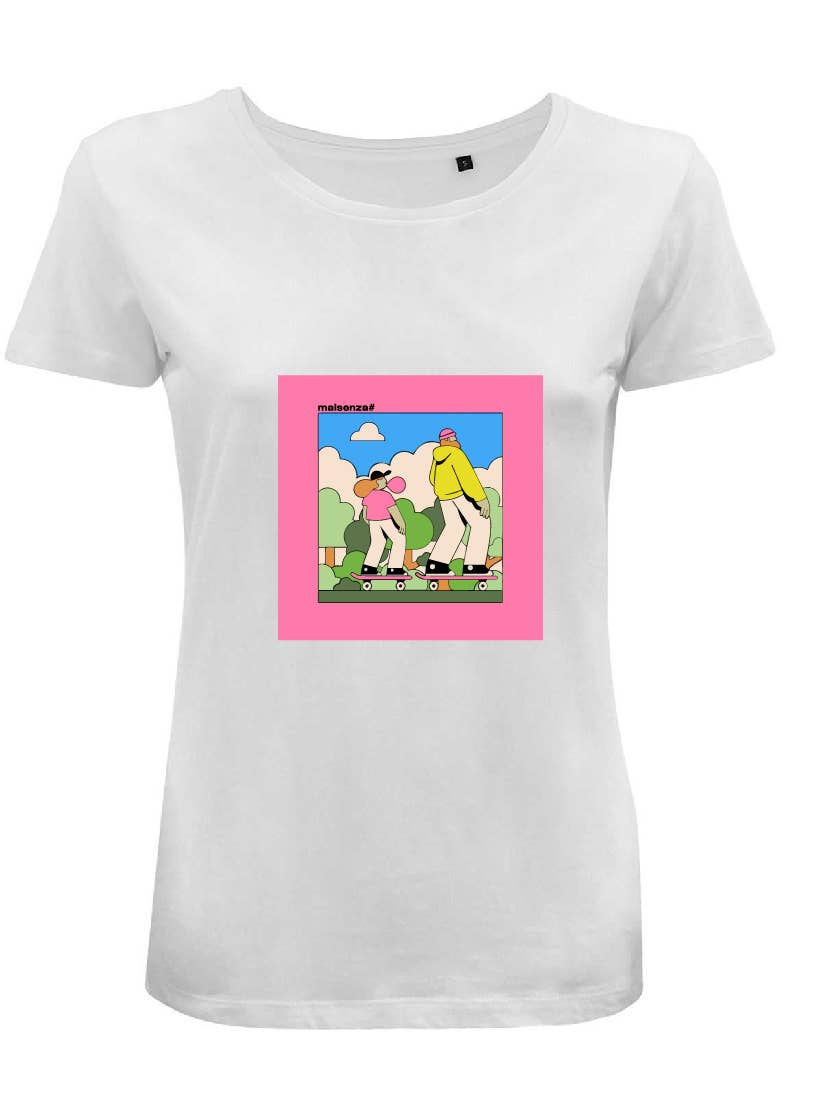 Hvid Trykt T-shirt Herre - Couple Skating for engroshandel på Faire0