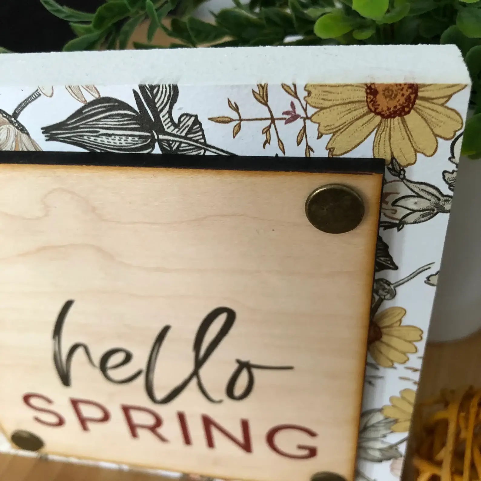 WillowBee Signs & Designs - Vente Pancarte - Mini panneau en bois Hello Spring3