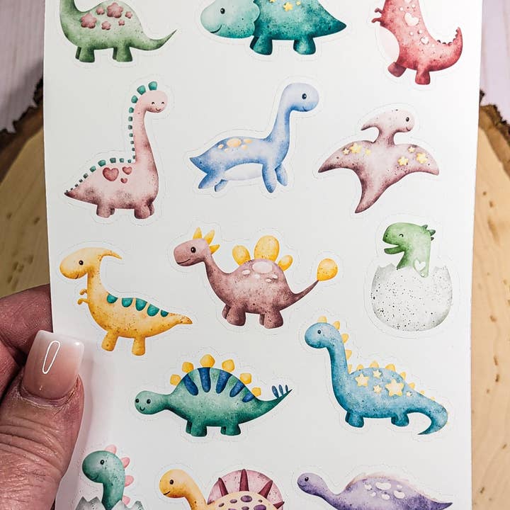 Sakura Design Gallery - Wholesale Sticker - Kids & Baby - Cute Dinosaur Sticker Sheet, Prehistoric Stickers, Kids Stickers, Journal Stickers, Scrapbook Stickers, Planner Stickers