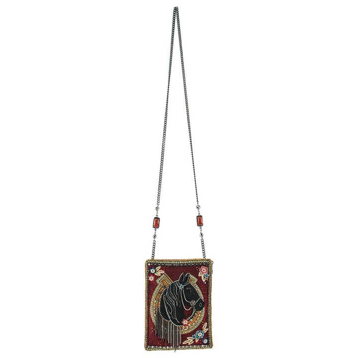 Mary Frances Accessories - Wholesale Crossbody Bag - Women's - Let's Gallop Beaded Black Horse Mini Crossbody Handbag