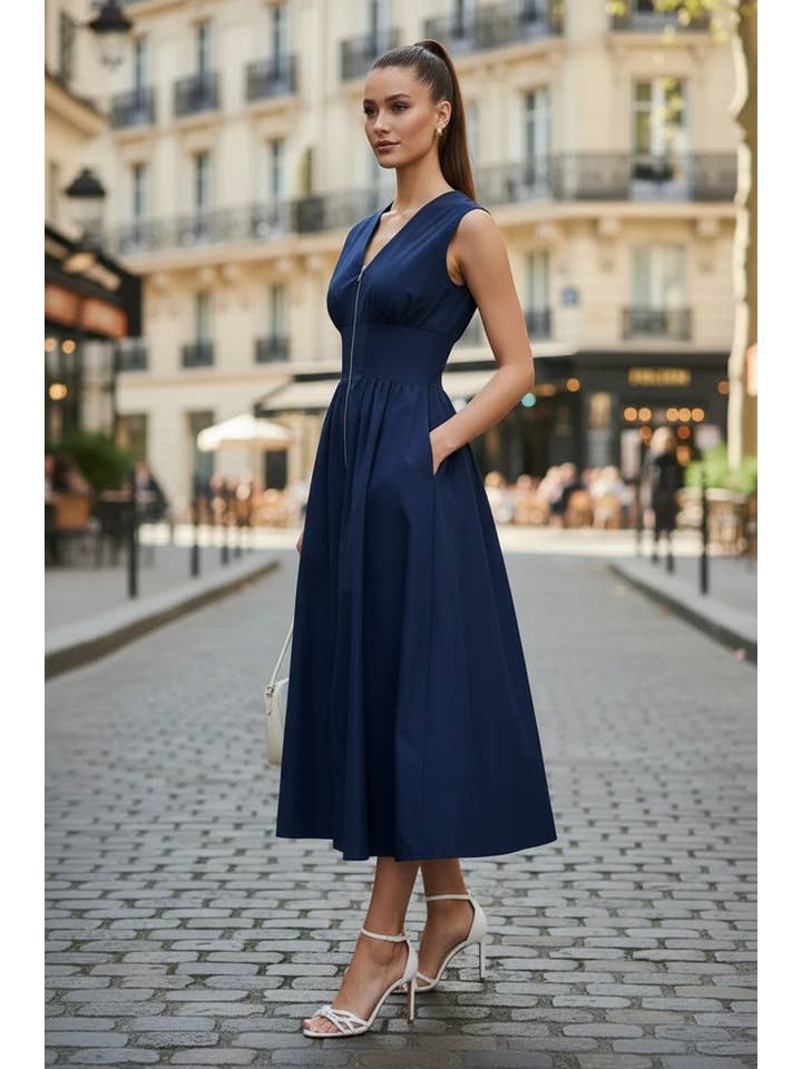 VAVA by Joy Han - Wholesale Dress - Women's - Two Way Zip Up Midi Dress9