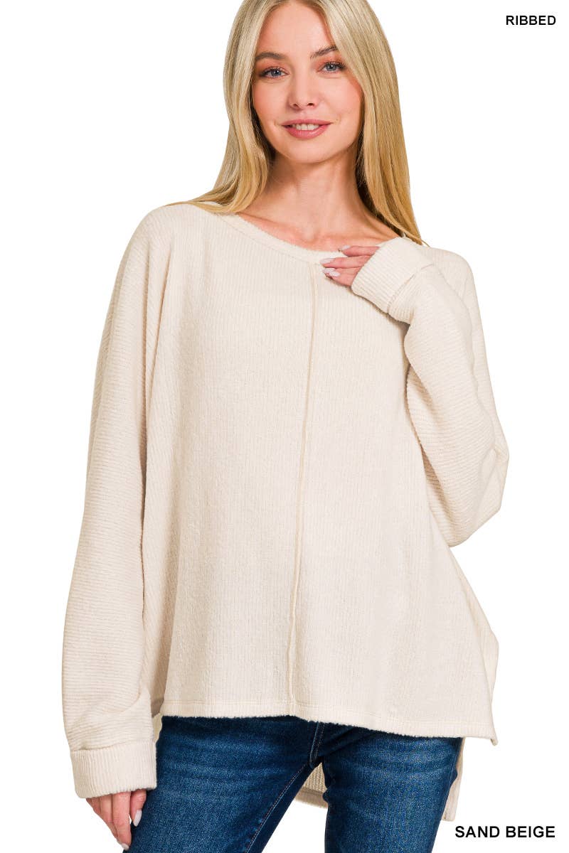 42POPS - Wholesale Knit Top - Women's - ..SI-27078 Ribbed Center Seam Dolman Sleeve Top7