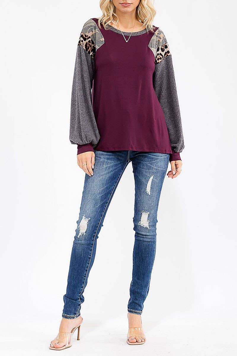 ROUSSEAU - Wholesale Gebreide top - Dames - KLEURBLOK CONTRAST PRINT LOOSE FIT TOP7