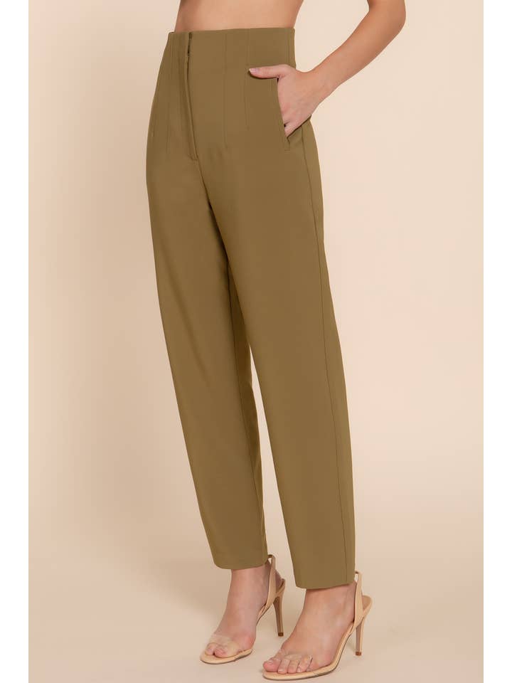 Active Basic | Active USA - Wholesale Pants - Women's - High Waist Pintuck Detail Long Pants34