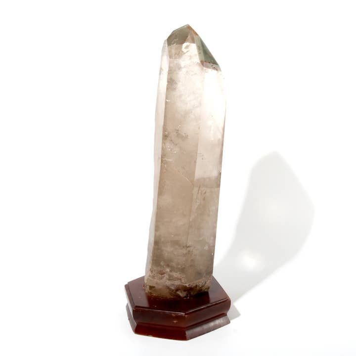 Smoky Quartz Point On Wood Base U#10 - 21 for wholesale by Stonebridge Imports