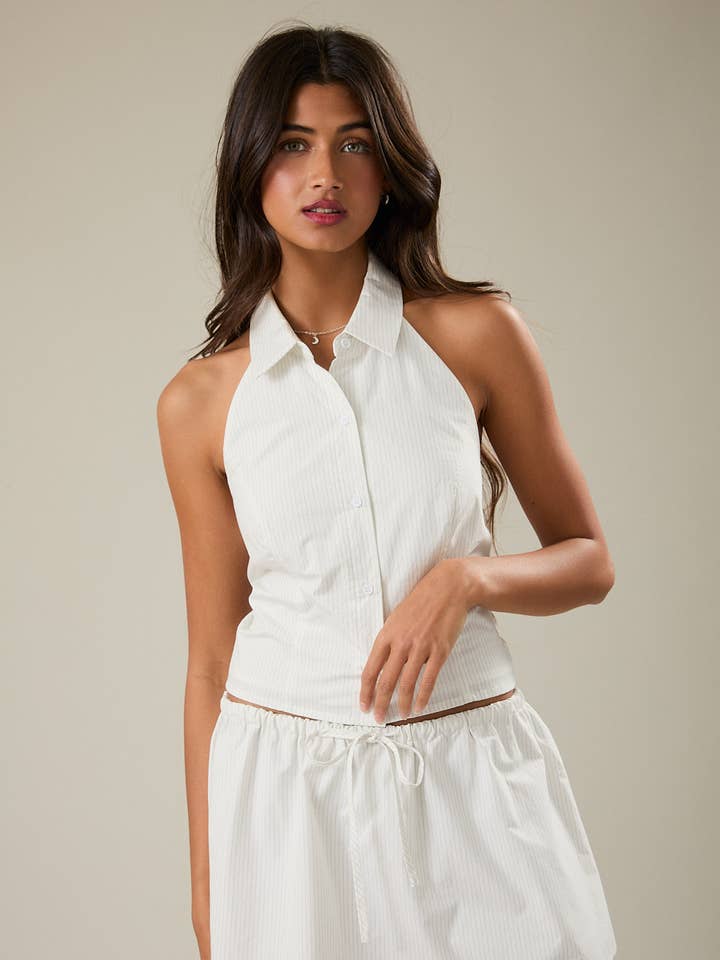 HALTER NECK COLLARED TOP for wholesale by LE LIS