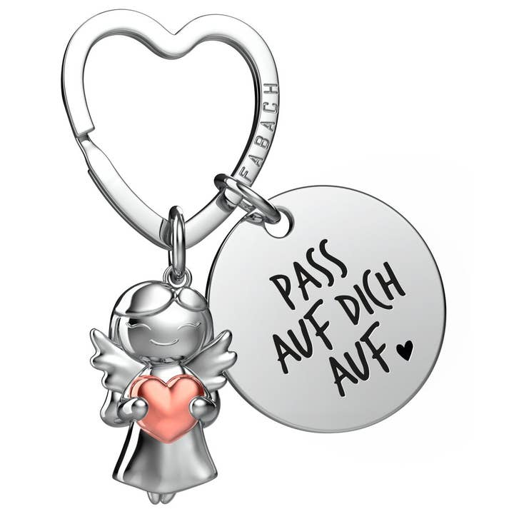 Llavero "Te quiero" Ángel de la Guarda - Estrella Ángel de la Guarda con corazón y placa grabada con mensaje cariñoso para venta al por mayor de FABACH – Die Schlüsselanhänger-Schmiede