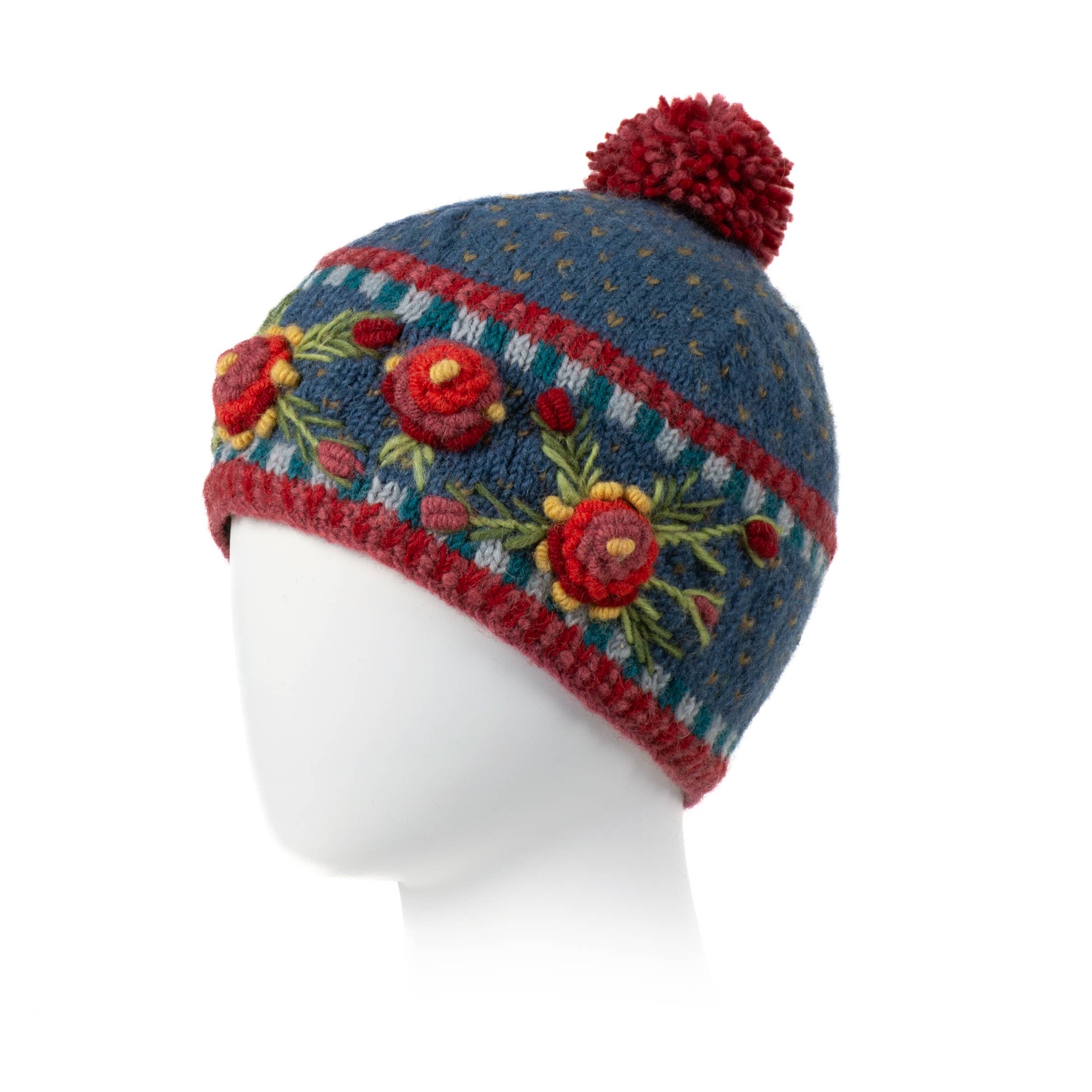 Lost Horizons Knitwear – Ships from USA - Wholesale Beanie - Women's - Aubrey Hand Knit Wool Beanie | Embroidered Floral Hat5
