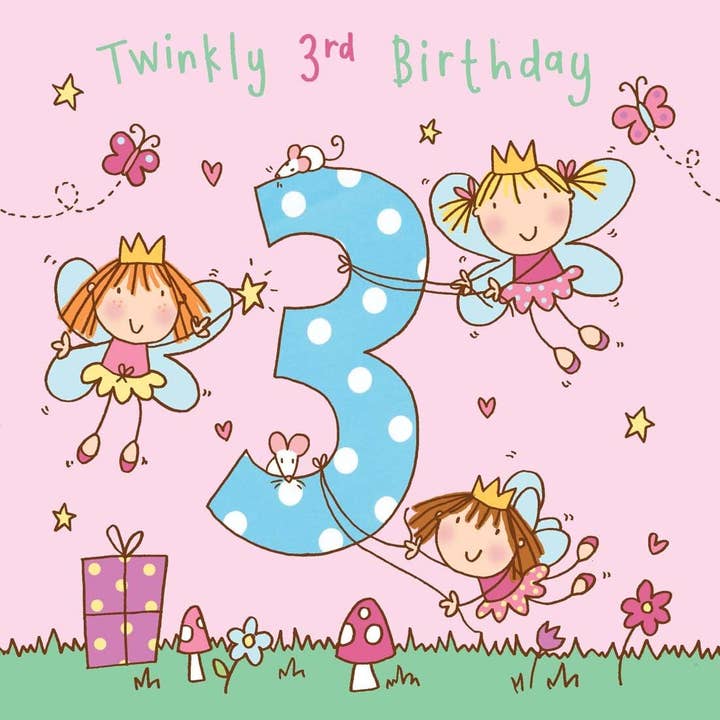 Fairy Age 3 Birthday Card for wholesale by Twizler Ltd