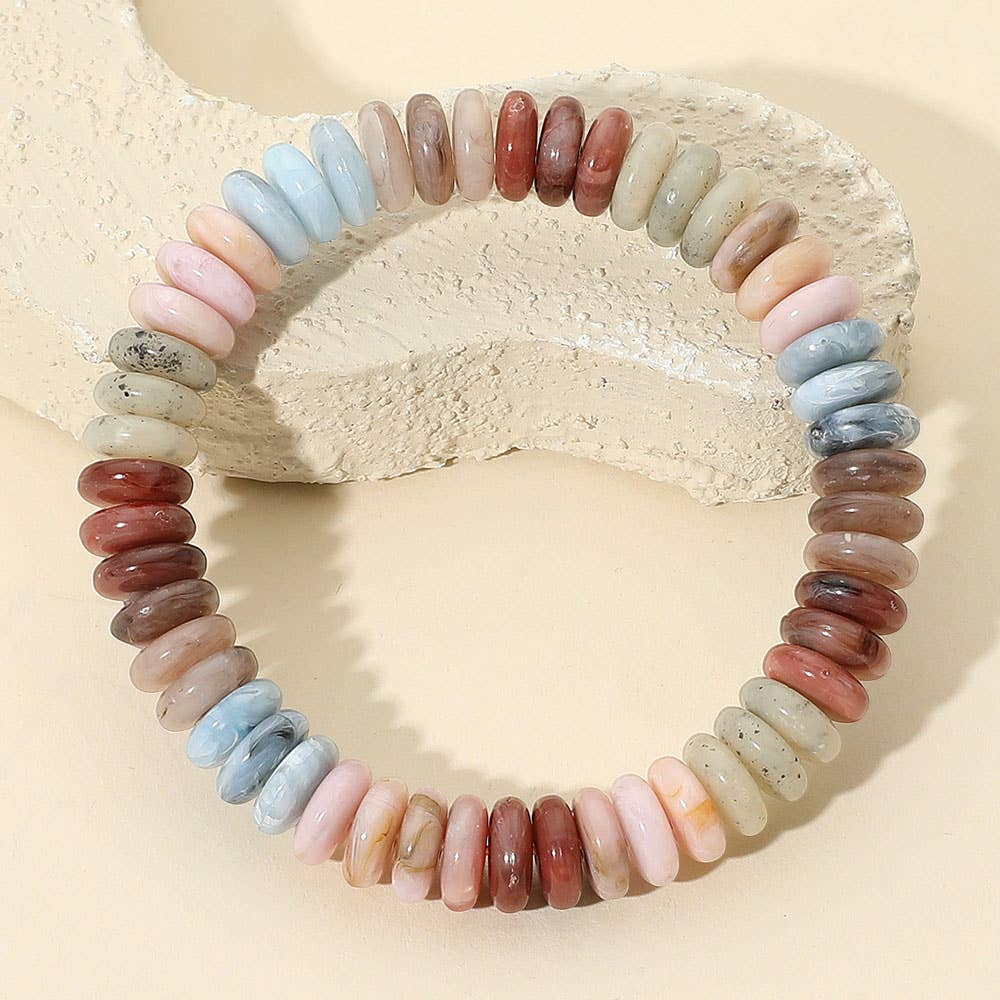 Sensibling Corp. - Wholesale Armband met kralen - Gemarmerde Platte Schijf Kralen Stretch Armband2