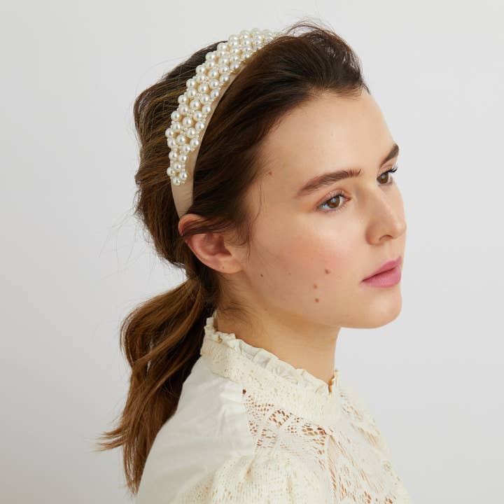 QueenMee Accessories - Wholesale Fashion Headband - Women's - Pearl Headband Woven5